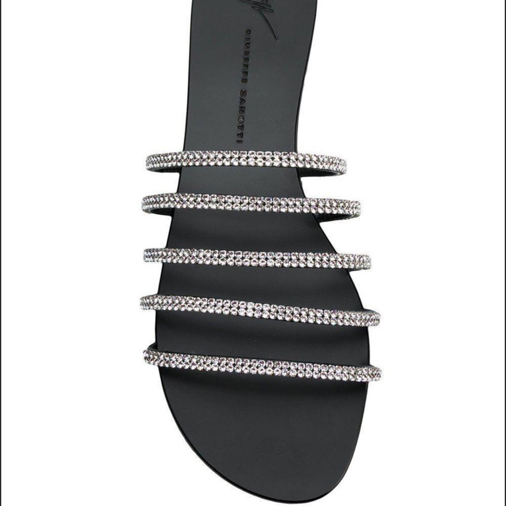Giuseppe Zanotti Black Michela Sandals with Crystal Embellishments